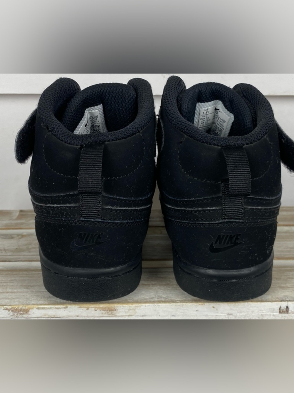 Nike kids Court borough Mid 2 athletic shoes sneakers size 1.5Y black colorway - Picture 10 of 12
